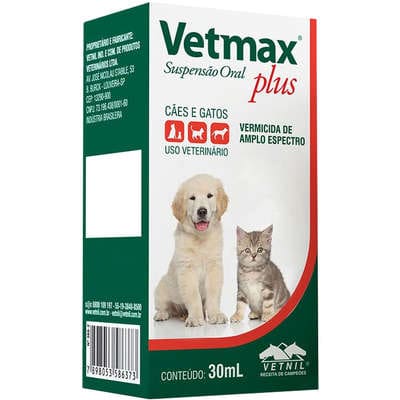 Vermífugo Vetmax Plus Cães E Gatos Suspensão Oral Vetnil – 30mL
